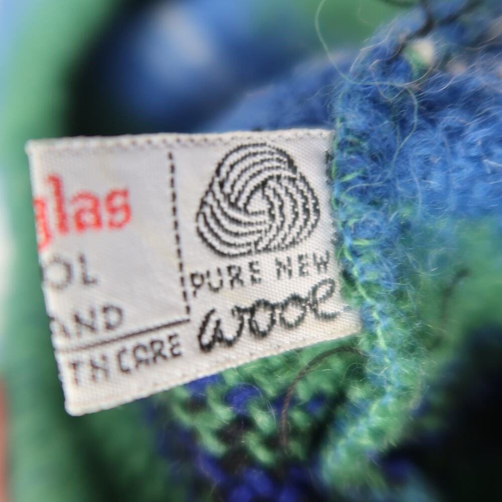 Vintage Ancient Douglas Blue and Green Stripe Wool Beret Hat Bobble Scottish - Picture 7 of 8